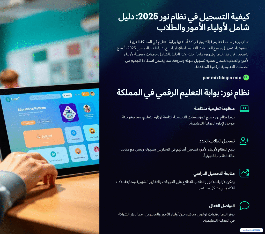 Kyfyh Altsjyl Fy Nzam Nwr 2025 Dlyl Shaml Lawlyaa Alamwr Waltlab
كيفية التسجيل في نظام نور: دليل شامل لأولياء الأمور والطلاب 2025